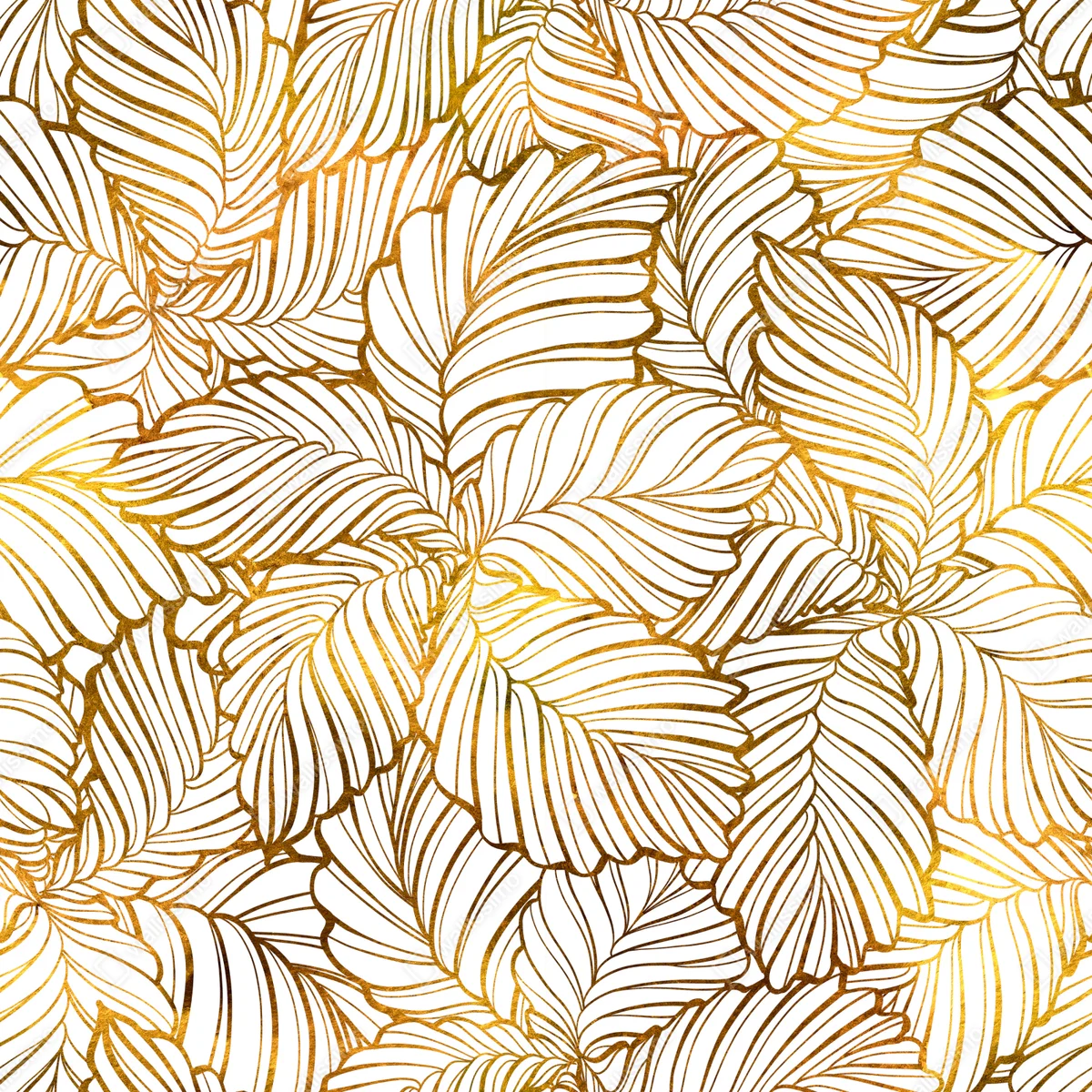 Naklejka na okno złote liście w stylu line art Naklejka na okno złote liście w stylu line art