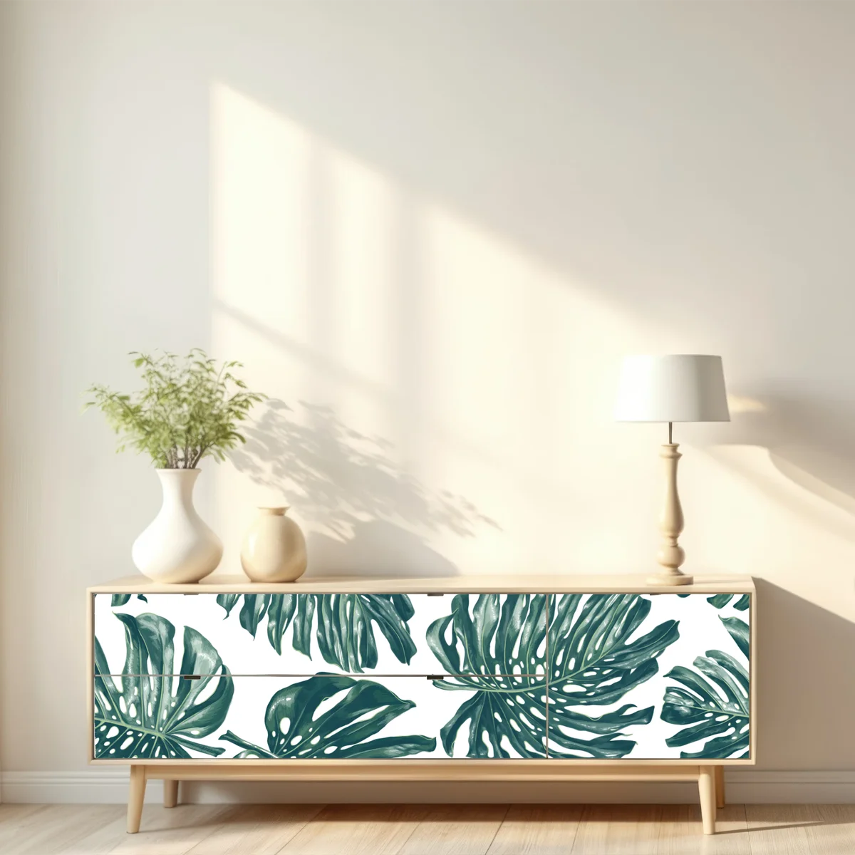 Repositionierbarer Aufkleber monstera blatt botanisches muster Repositionierbarer Aufkleber monstera blatt botanisches muster