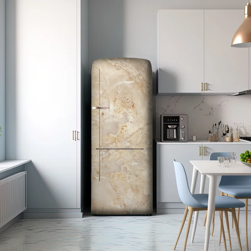 Kühlschrankaufkleber beige marmortextur mit natürlichen aderungen Kühlschrankaufkleber beige marmortextur mit natürlichen aderungen
