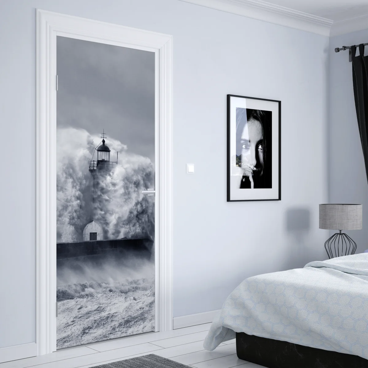 Türaufkleber leuchtturm von mächtigen wellen umgeben Türaufkleber leuchtturm von mächtigen wellen umgeben