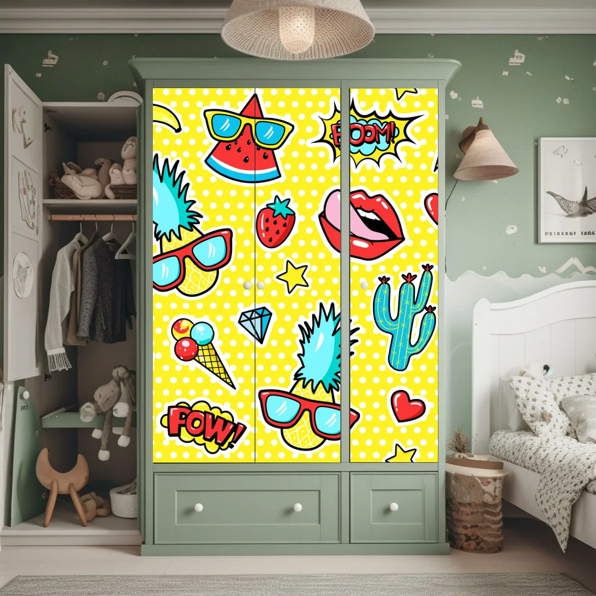 Schrankaufkleber buntes pop-art aufklebermuster Schrankaufkleber buntes pop-art aufklebermuster