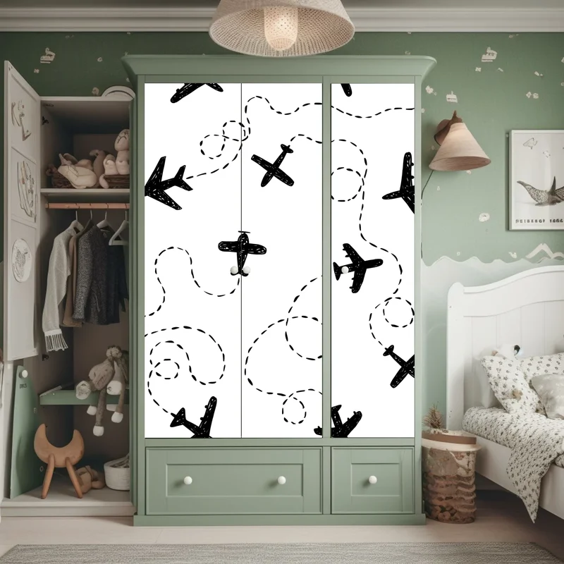 Schrankaufkleber handgezeichnetes flugzeugmuster Schrankaufkleber handgezeichnetes flugzeugmuster