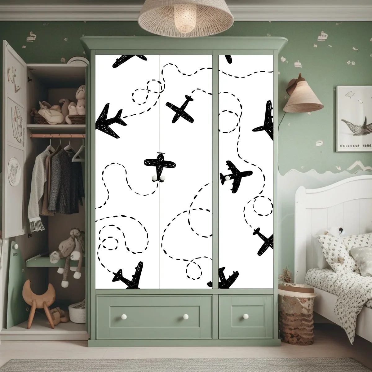 Schrankaufkleber handgezeichnetes flugzeugmuster Schrankaufkleber handgezeichnetes flugzeugmuster