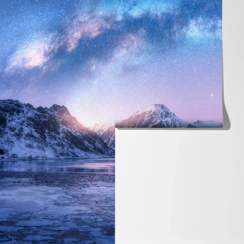Fototapete ruhige arktische bergnacht unter der milchstraße Fototapete ruhige arktische bergnacht unter der milchstraße