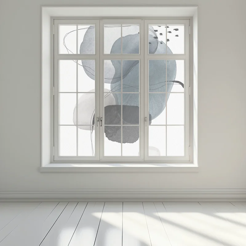 Fensteraufkleber ruhige blaue aquarellkugeln