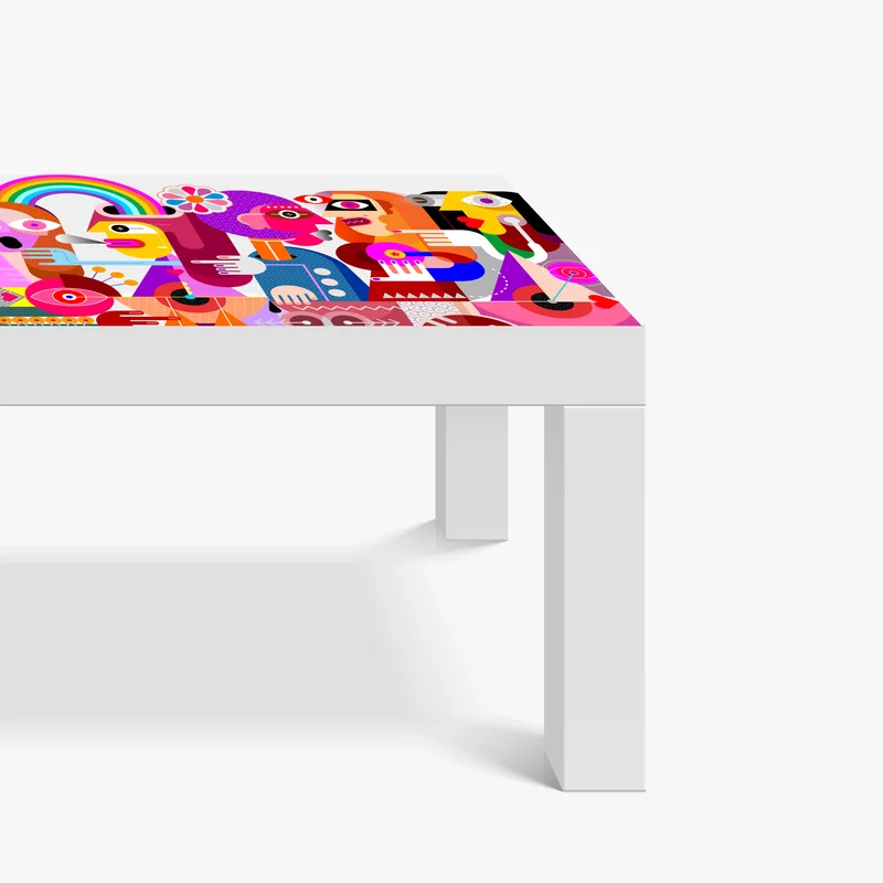 Tischaufkleber und Schreibtischaufkleber mann mit regenbogen reitet geometrischen vogel