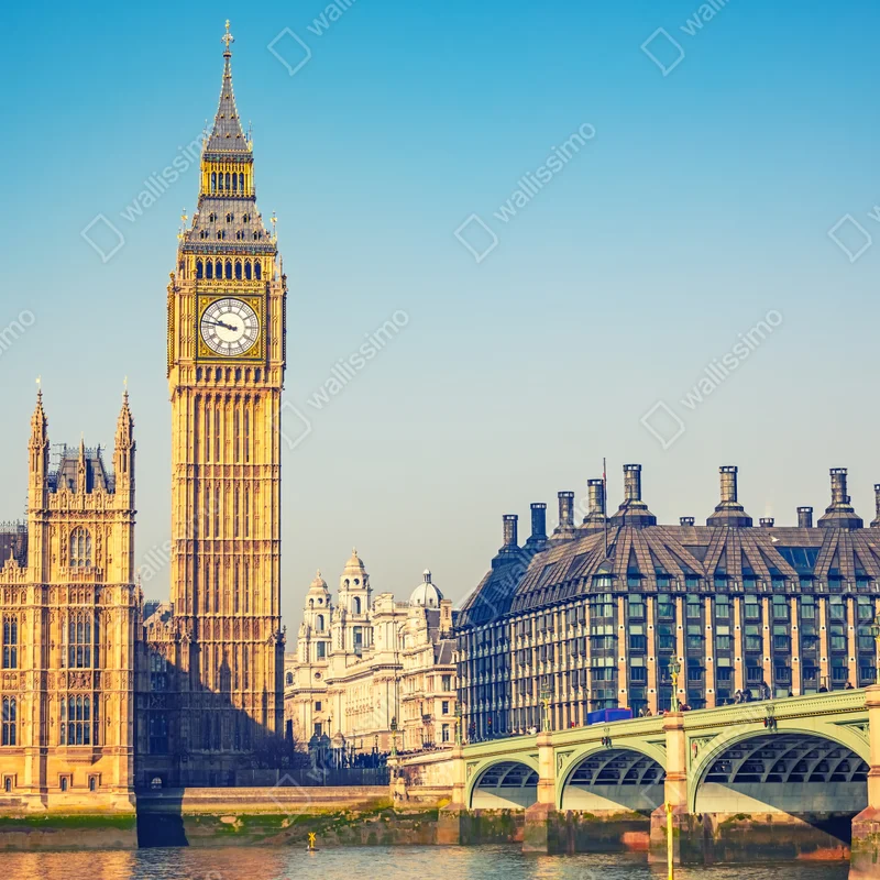 Fototapete London mit Big Ben und Westminster Bridge Fototapete London mit Big Ben und Westminster Bridge