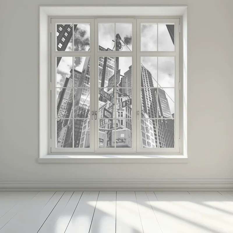 Fensteraufkleber Broadway und W 57 St – städtische szene in schwarzweiß Fensteraufkleber Broadway und W 57 St – städtische szene in schwarzweiß