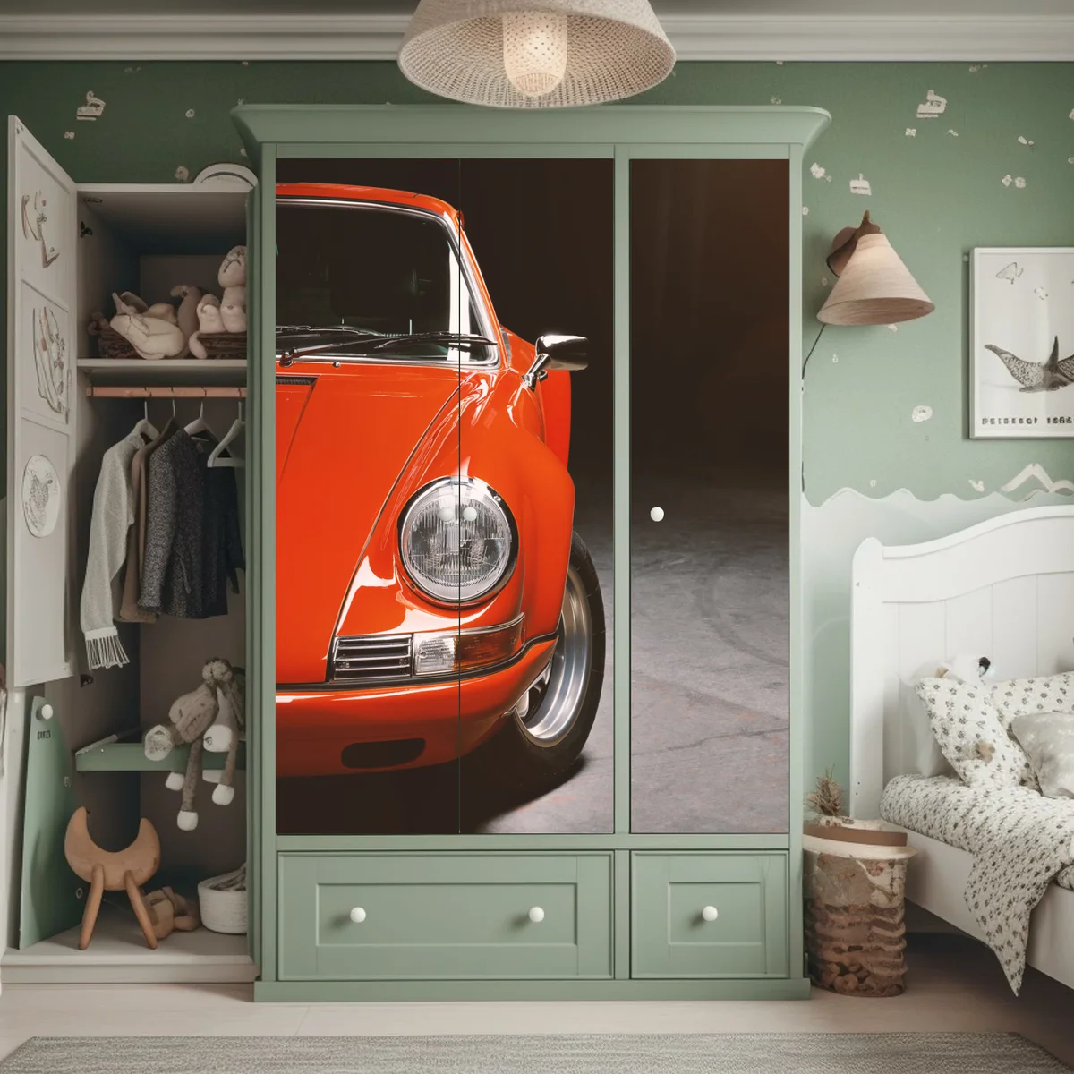 Schrankaufkleber roter oldtimer sportwagen nahaufnahme Schrankaufkleber roter oldtimer sportwagen nahaufnahme