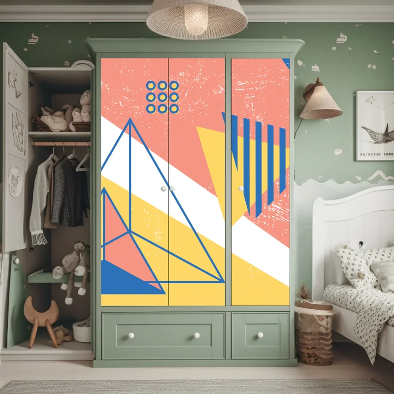 Schrankaufkleber pastellfarbene geometrische komposition Schrankaufkleber pastellfarbene geometrische komposition