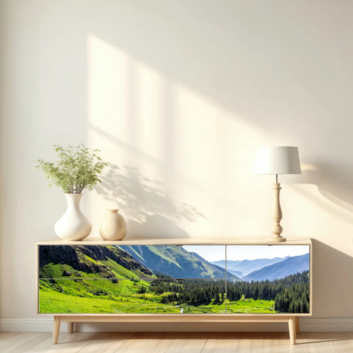 Repositionierbarer Aufkleber ruhiges alpenthal Repositionierbarer Aufkleber ruhiges alpenthal