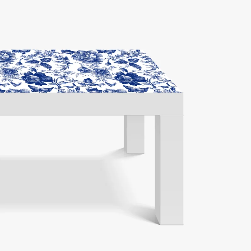 Tischaufkleber und Schreibtischaufkleber blaues blumen toile-muster