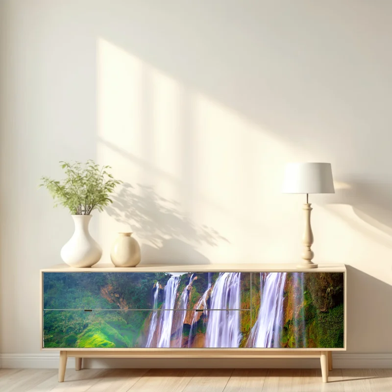 Repositionierbarer Aufkleber Jiulong wasserfall türkis kaskade in Luoping, China