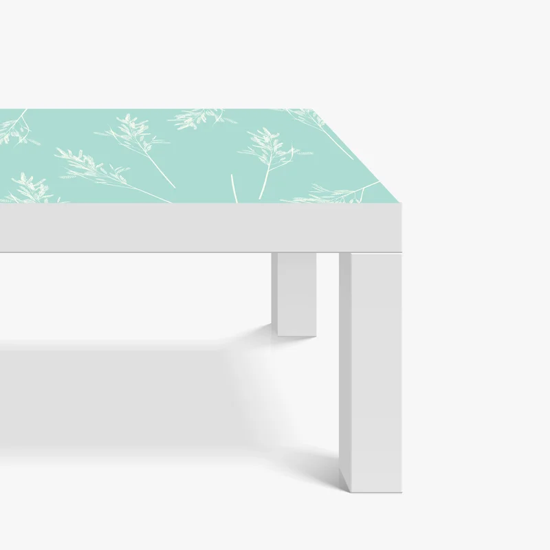 Tischaufkleber und Schreibtischaufkleber zartes türkisfarbenes botanisches muster