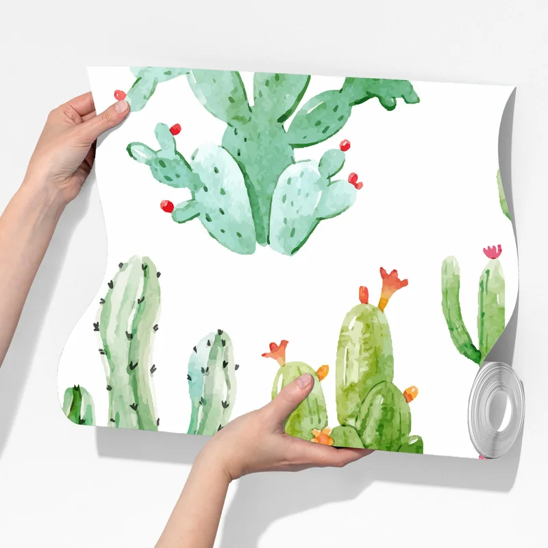 Fototapeta akwarelowy wzór ogrodu kaktusów Fototapeta akwarelowy wzór ogrodu kaktusów