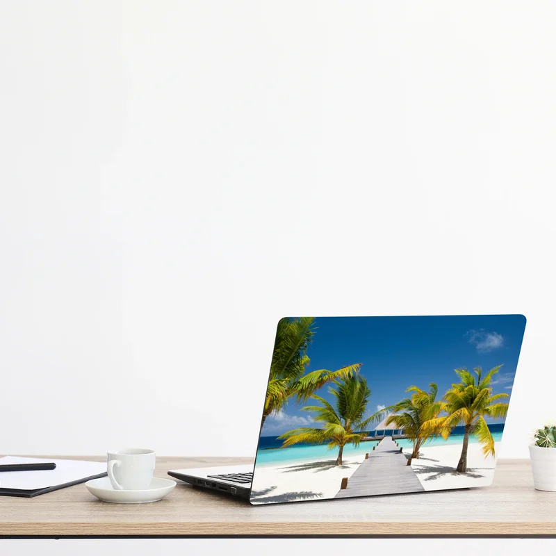 Laptop-Aufkleber tropischer steg über türkisfarbenes meer Laptop-Aufkleber tropischer steg über türkisfarbenes meer