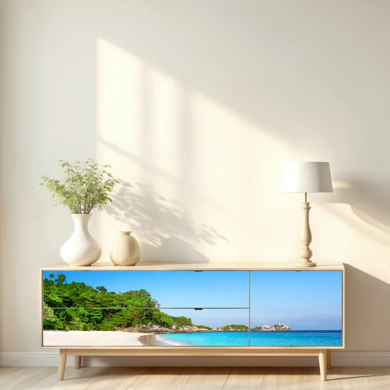 Repositionierbarer Aufkleber tropischer strand mit weißem sand Repositionierbarer Aufkleber tropischer strand mit weißem sand