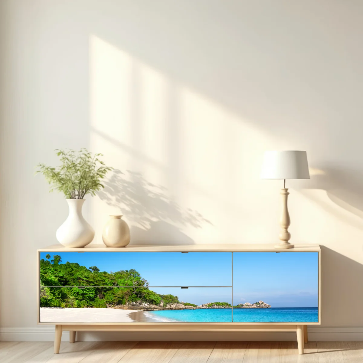 Repositionierbarer Aufkleber tropischer strand mit weißem sand Repositionierbarer Aufkleber tropischer strand mit weißem sand