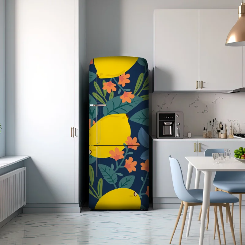 Kühlschrankaufkleber leuchtendes botanisches zitronenmuster