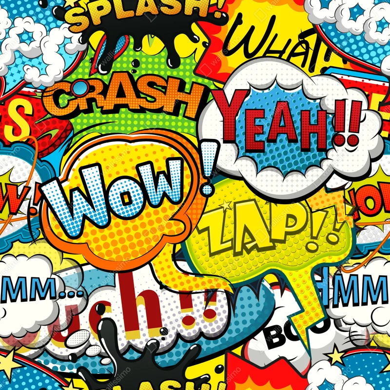 Repositionierbarer Aufkleber bunte comic pop-art-collage Repositionierbarer Aufkleber bunte comic pop-art-collage