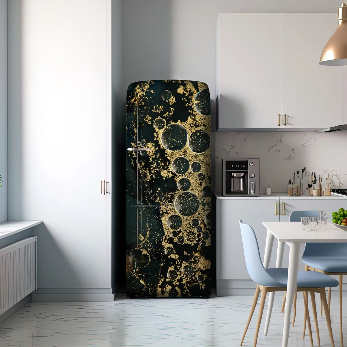Kühlschrankaufkleber türkis-gold abstrakte marmorierte textur Kühlschrankaufkleber türkis-gold abstrakte marmorierte textur