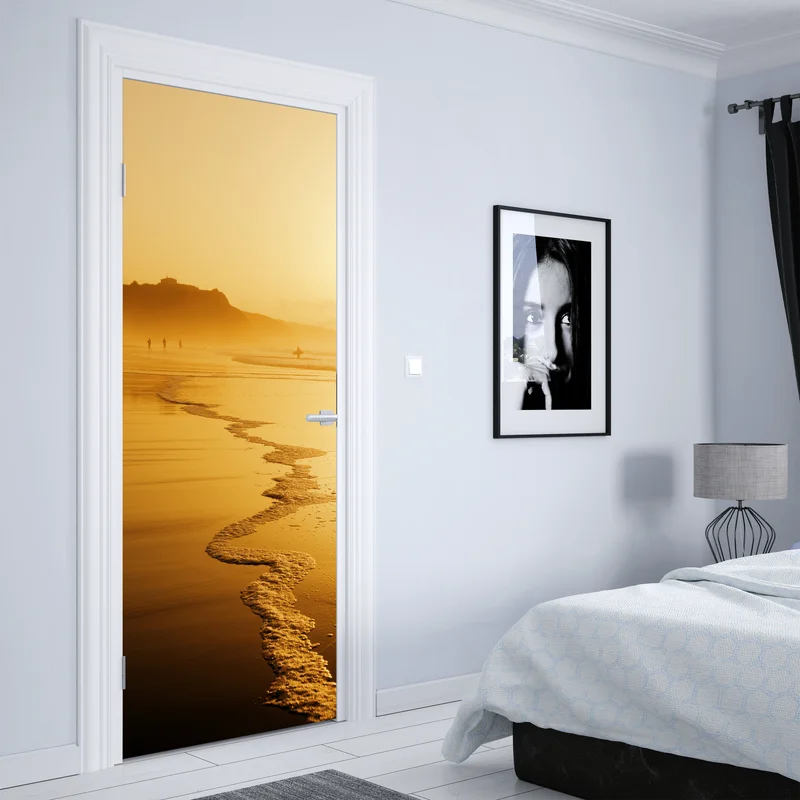 Türaufkleber goldener sonnenuntergang am strand von Sopelana Türaufkleber goldener sonnenuntergang am strand von Sopelana