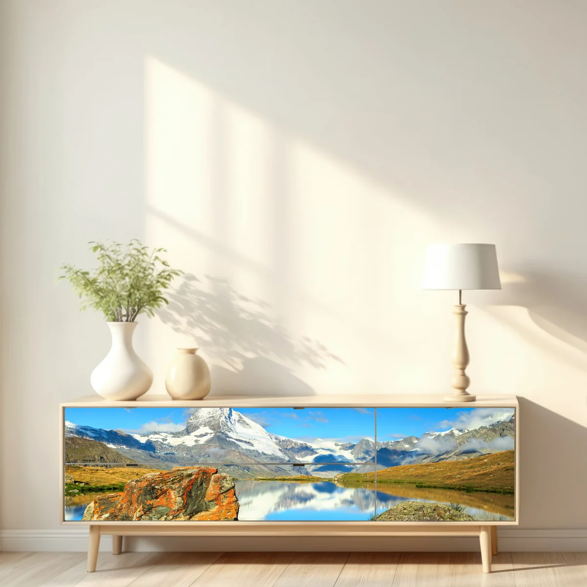 Repositionierbarer Aufkleber spiegelung des Matterhorns über einem alpinen see Repositionierbarer Aufkleber spiegelung des Matterhorns über einem alpinen see