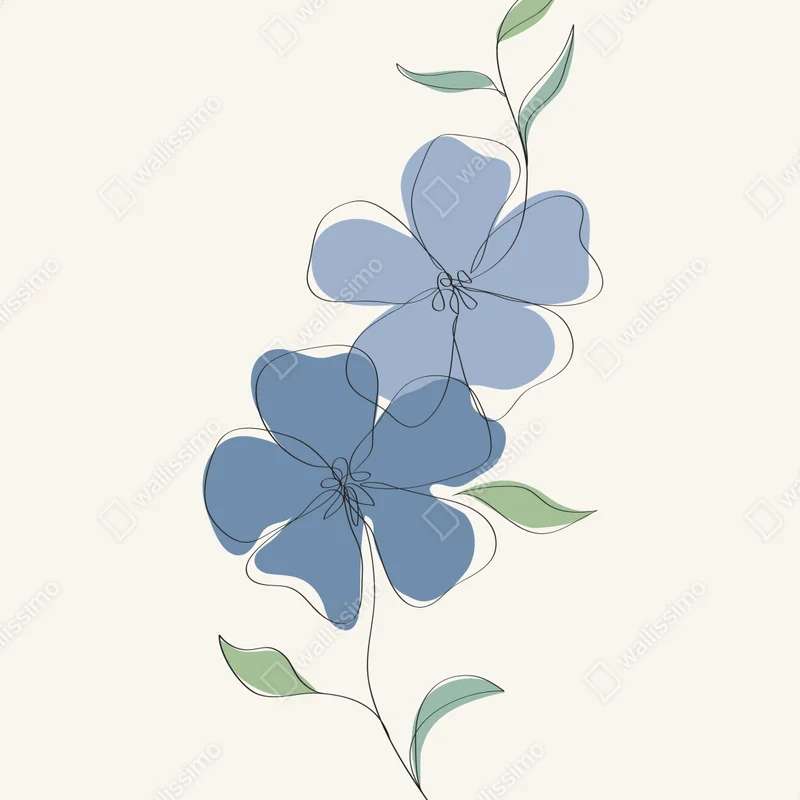 Poster zarte blaue blüten linienillustration • Poster bei Wallnifity® Poster zarte blaue blüten linienillustration • Poster bei Wallnifity®