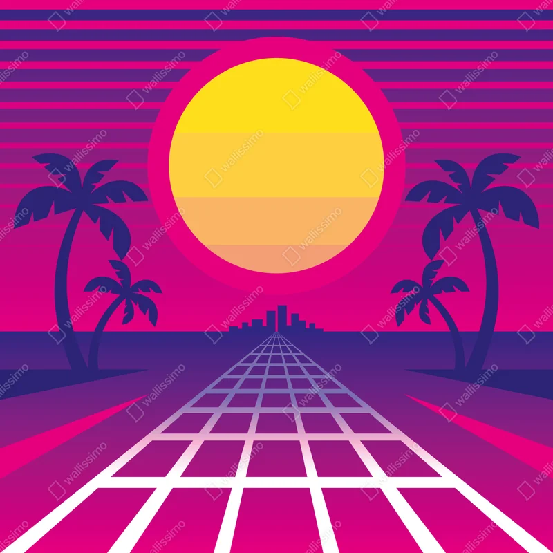 Türaufkleber neon sonnenuntergang skyline Türaufkleber neon sonnenuntergang skyline