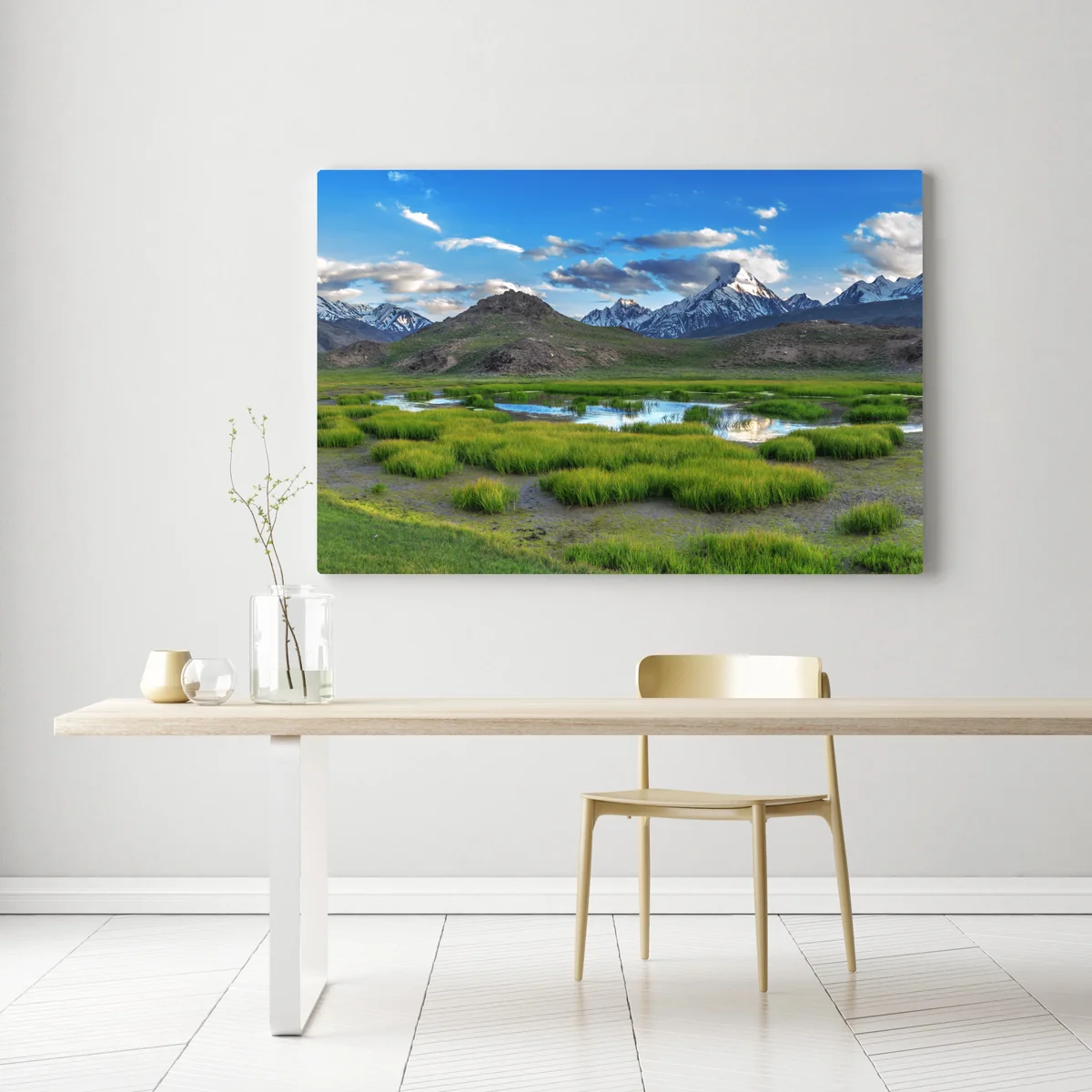 Leinwandbild ruhiger bergsee im Himalaya im sommer Leinwandbild ruhiger bergsee im Himalaya im sommer