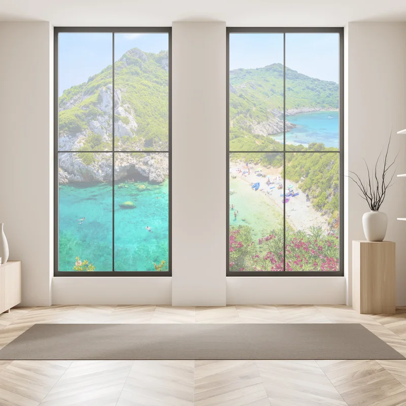 Fensteraufkleber Porto Timoni panoramischer strand, Korfu