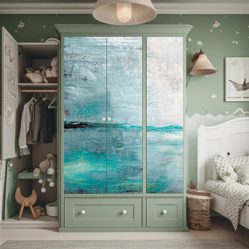 Schrankaufkleber ruhige türkise abstrakte meereslandschaft