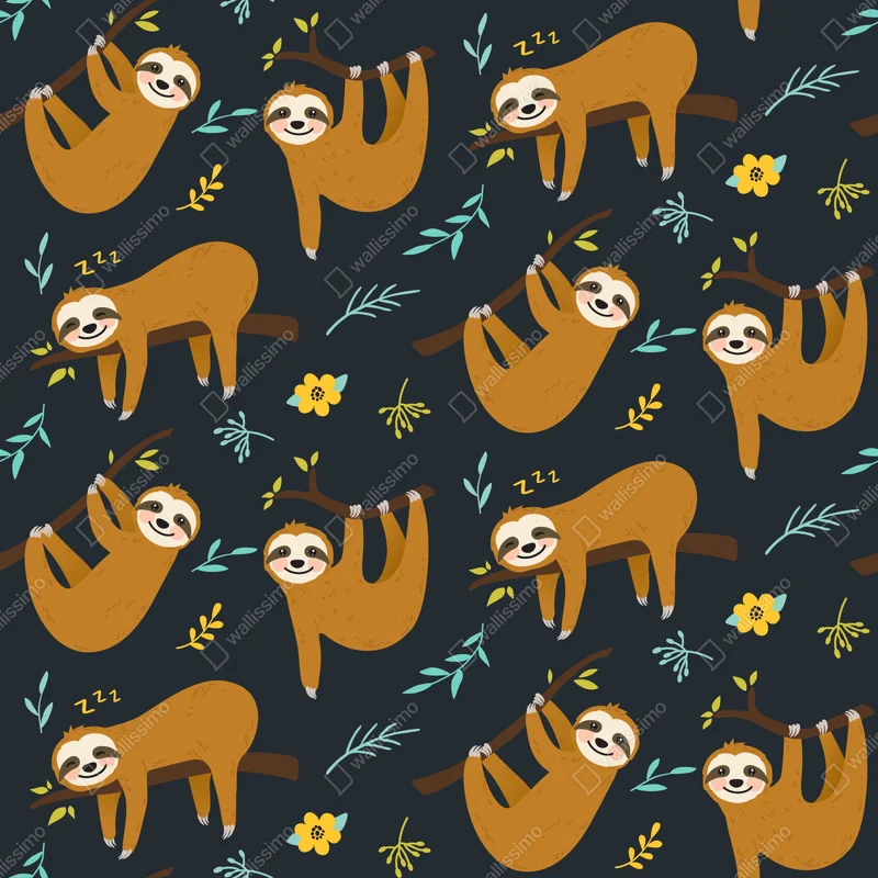 Fototapeta słodki wzór z leniwcami do pokoju dziecka Fototapeta słodki wzór z leniwcami do pokoju dziecka