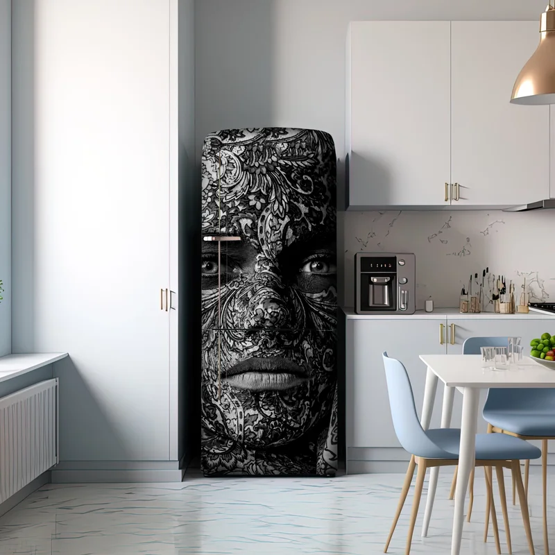 Kühlschrankaufkleber ornamentales porträt mit floralen mustern