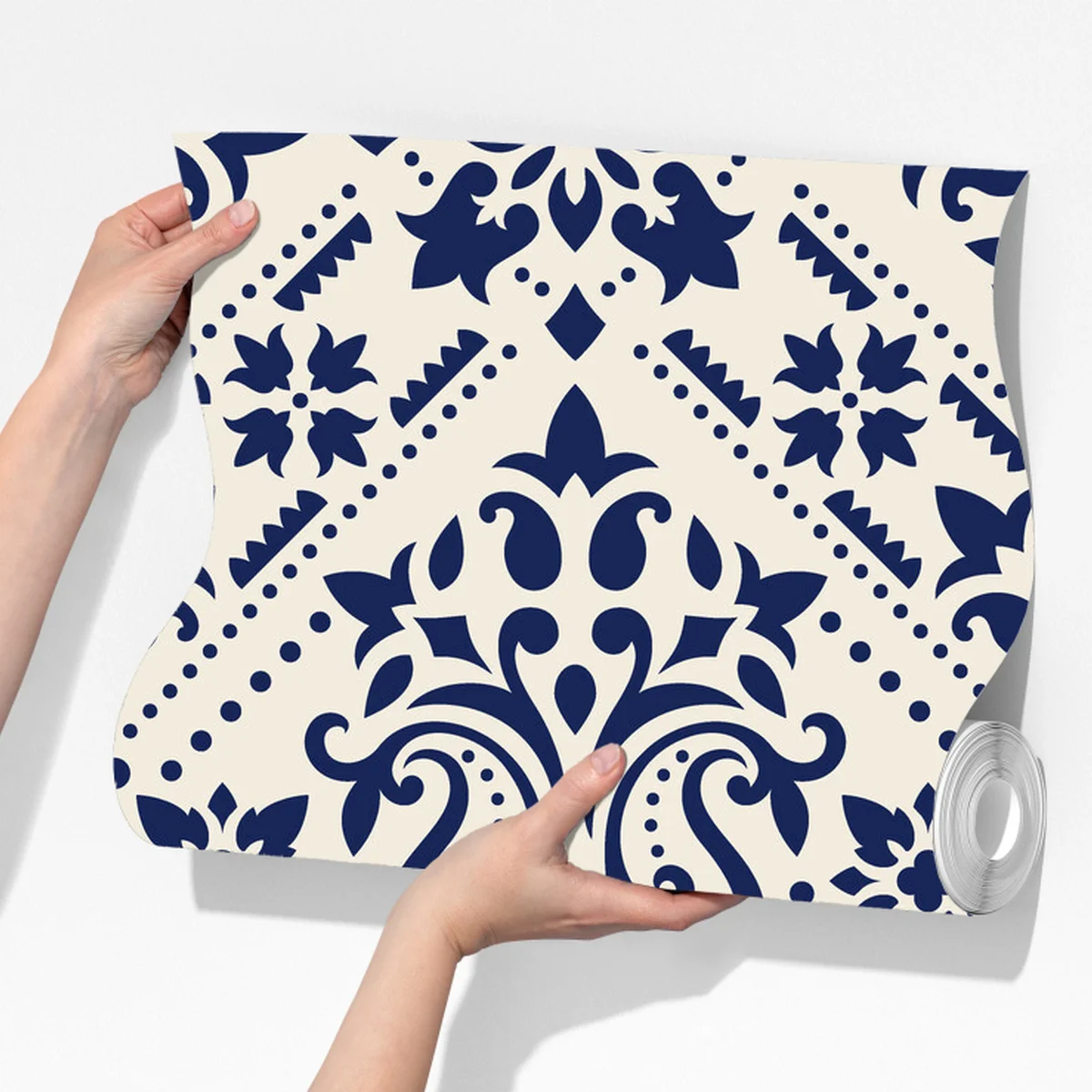 Fototapete marineblaues damast-fliesenmuster Fototapete marineblaues damast-fliesenmuster