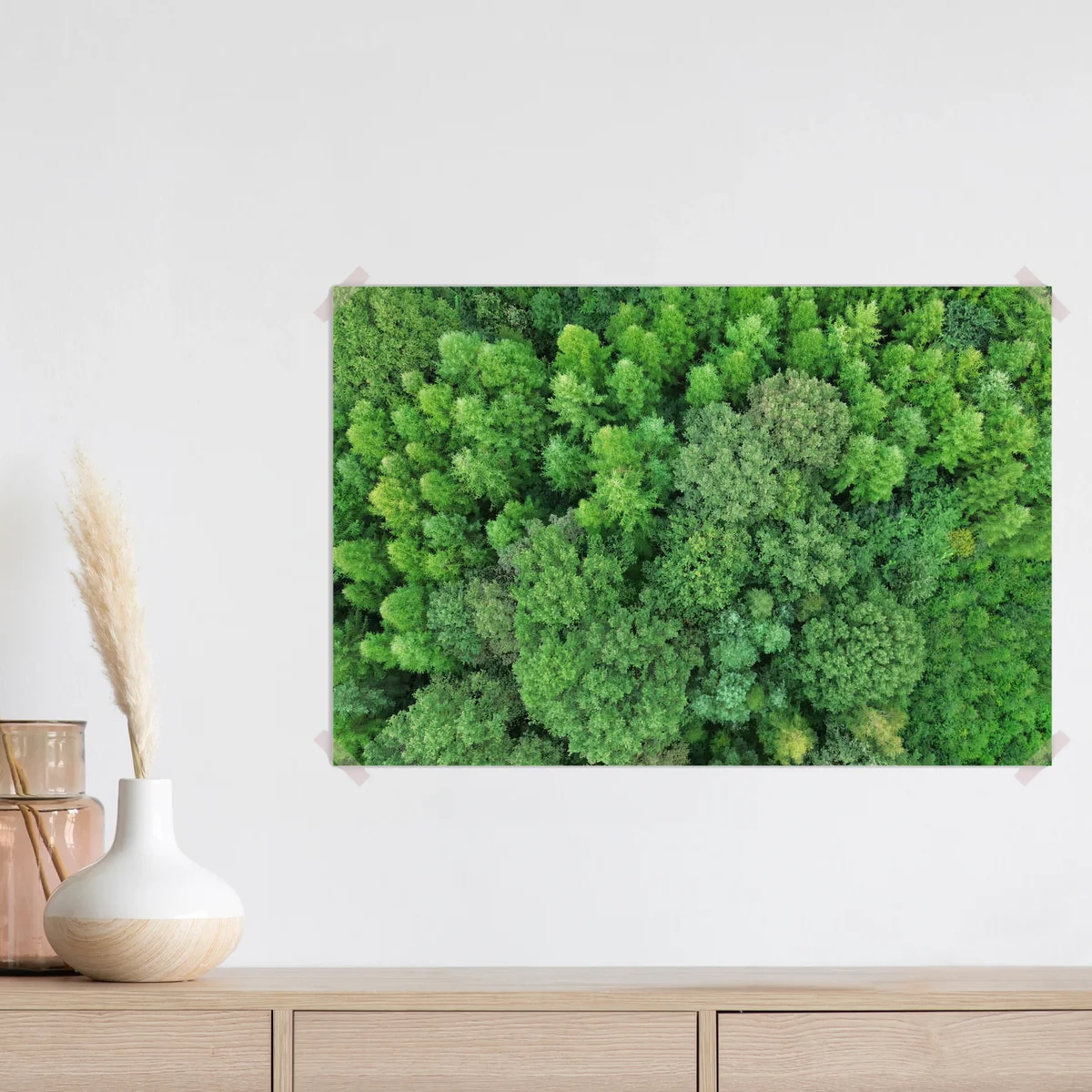 Poster Luftaufnahme grüner Baumkronen von oben • Poster bei Wallnifity® Poster Luftaufnahme grüner Baumkronen von oben • Poster bei Wallnifity®