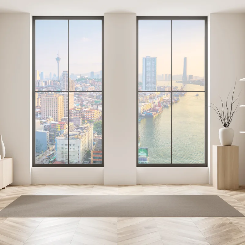 Naklejka na okno Macao panorama miasta o zachodzie słońca