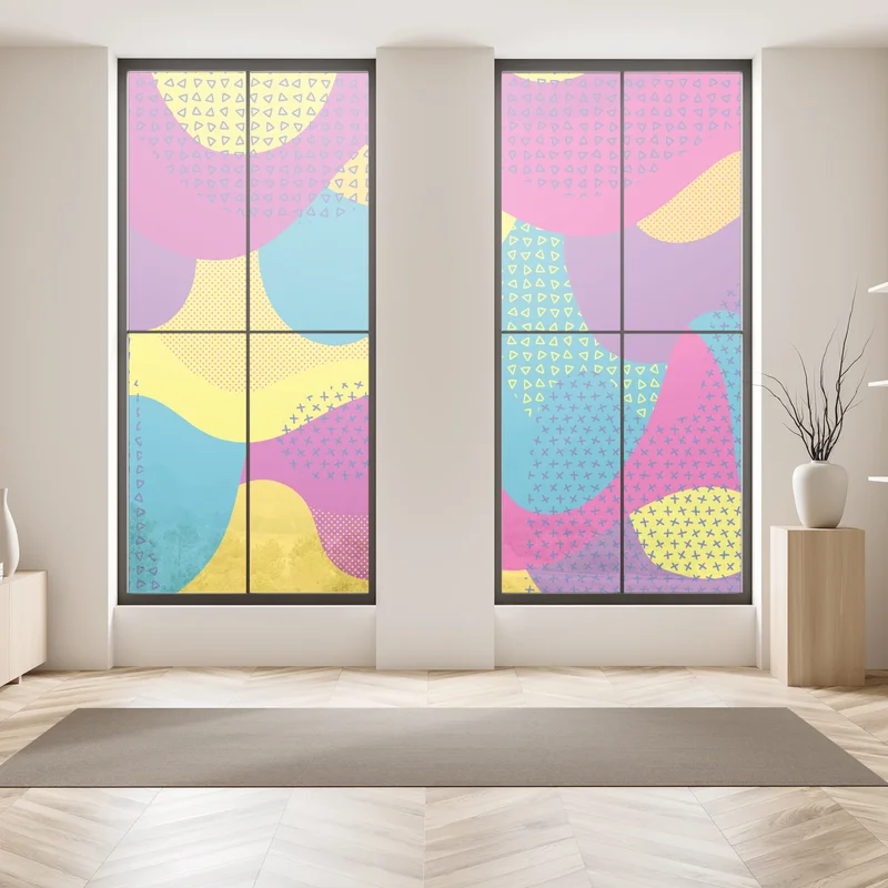 Fensteraufkleber leuchtendes abstraktes wellenmuster Fensteraufkleber leuchtendes abstraktes wellenmuster