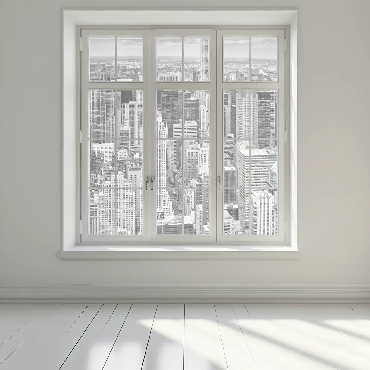 Fensteraufkleber panorama von New York in schwarzweiß Fensteraufkleber panorama von New York in schwarzweiß