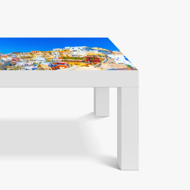 Tischaufkleber und Schreibtischaufkleber sonniges Dorf Oia, Santorini