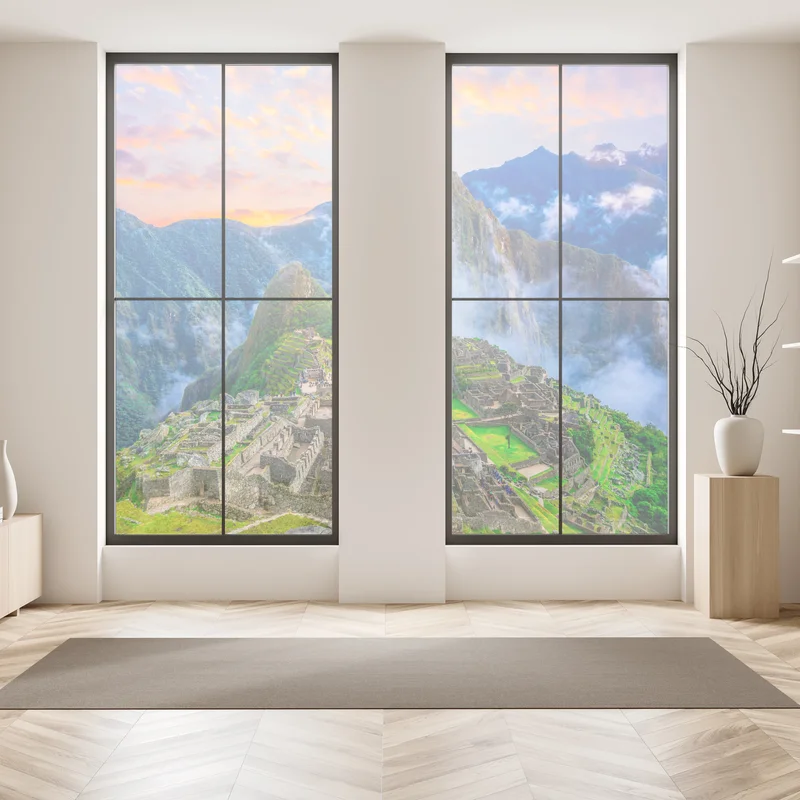 Fensteraufkleber sonnenuntergang über Machu Picchu antike Inka-zitadelle