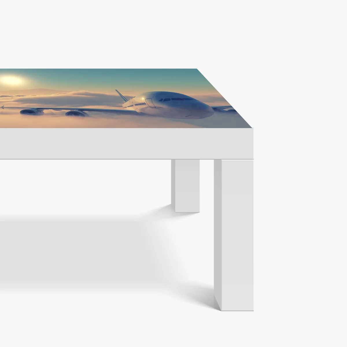 Tischaufkleber und Schreibtischaufkleber flugzeug über den wolken im morgengrauen Tischaufkleber und Schreibtischaufkleber flugzeug über den wolken im morgengrauen