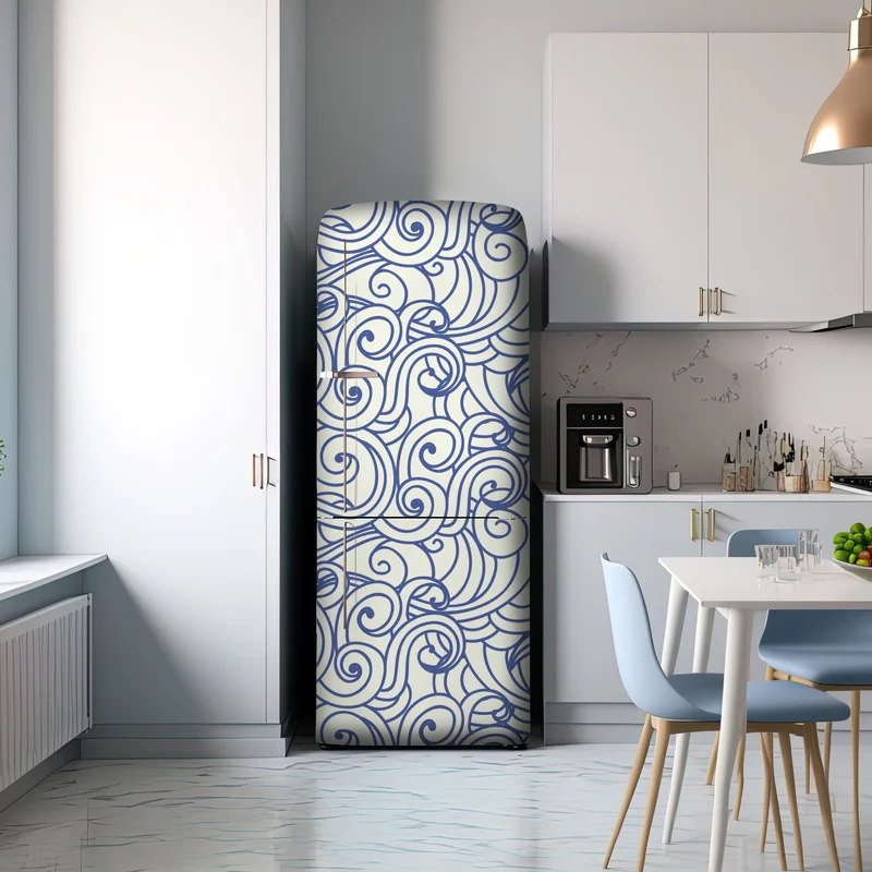 Kühlschrankaufkleber nahtloses blaues wirbelmuster