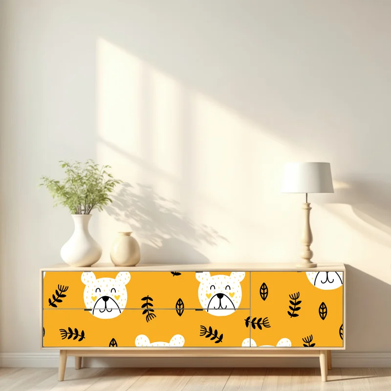 Repositionierbarer Aufkleber verspieltes bärenmuster für kinderzimmer