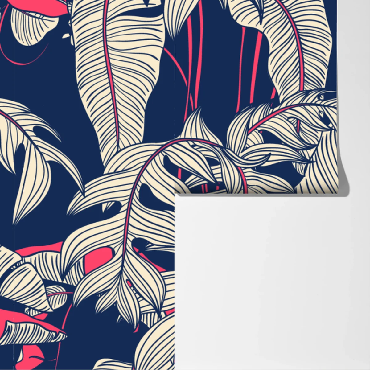 Fototapeta granatowy tropikalny wzór z liśćmi Fototapeta granatowy tropikalny wzór z liśćmi