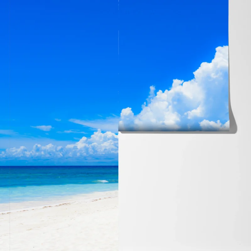 Fototapete tropischer palmenstrand unter blauem himmel Fototapete tropischer palmenstrand unter blauem himmel