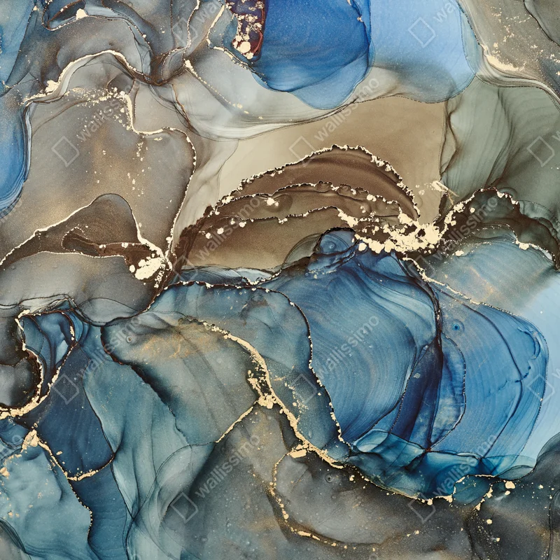 Fototapete blaue und goldene flüssige abstraktion Fototapete blaue und goldene flüssige abstraktion