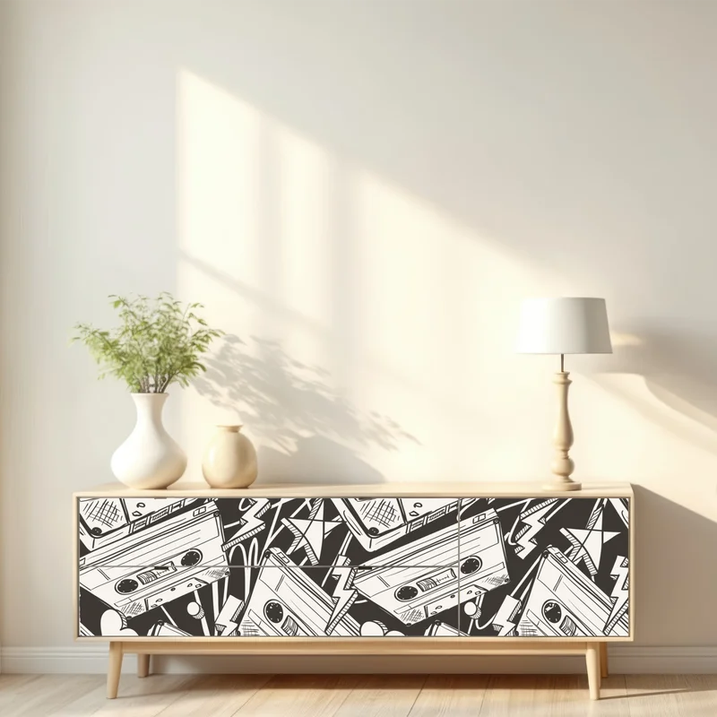 Repositionierbarer Aufkleber vintage kassettenmuster