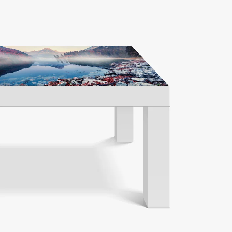 Tischaufkleber und Schreibtischaufkleber nebliger herbstmorgen am Obersee, Schweizer Alpen Tischaufkleber und Schreibtischaufkleber nebliger herbstmorgen am Obersee, Schweizer Alpen