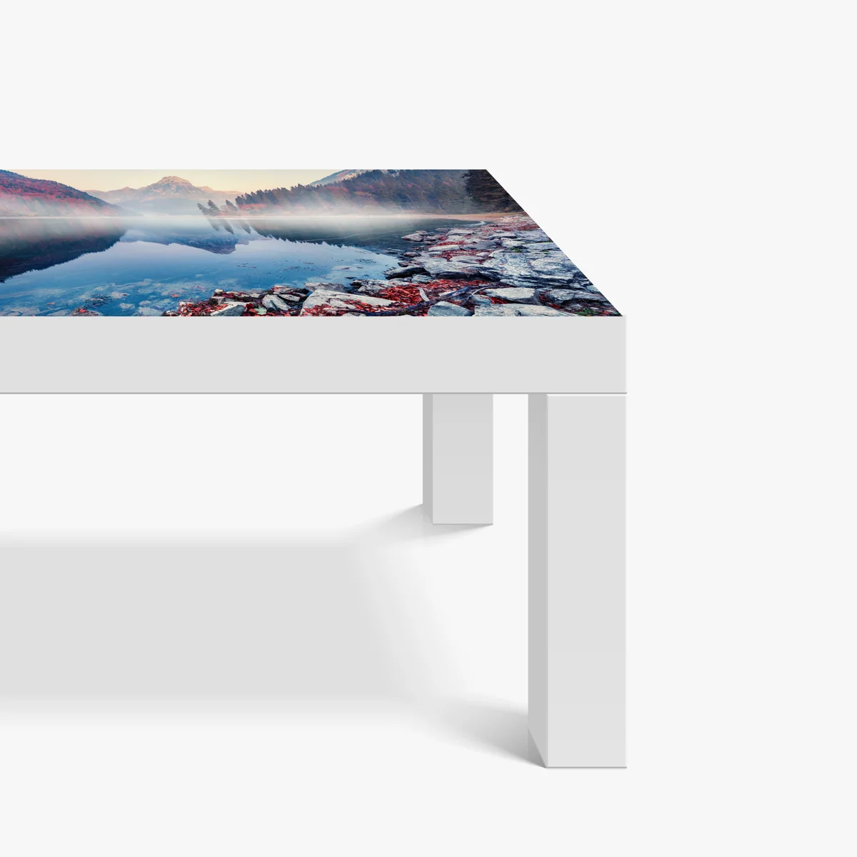 Tischaufkleber und Schreibtischaufkleber nebliger herbstmorgen am Obersee, Schweizer Alpen Tischaufkleber und Schreibtischaufkleber nebliger herbstmorgen am Obersee, Schweizer Alpen